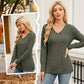 Women's V Neck Long Sleeve Solid Sweater
