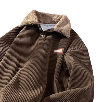 ❄️LAST DAY PROMOTION - 50%OFF 💖 Unisex✨Corduroy Lapel Collar Sweatshirt -👏Warm, Stylish!