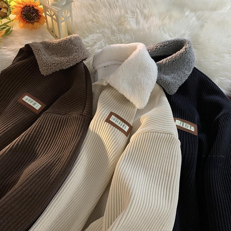 ❄️LAST DAY PROMOTION - 50%OFF 💖 Unisex✨Corduroy Lapel Collar Sweatshirt -👏Warm, Stylish!