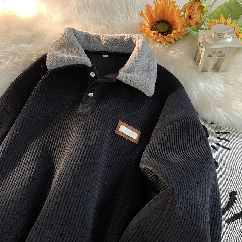❄️LAST DAY PROMOTION - 50%OFF 💖 Unisex✨Corduroy Lapel Collar Sweatshirt -👏Warm, Stylish!