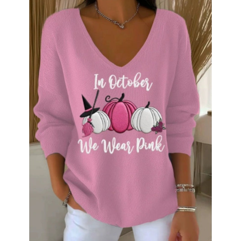 🍁🎃Women's V-Neck Long Sleeve Top✨