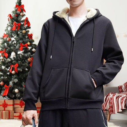 🎄☀️Warm the Whole Winter!🧥Men’s Thickened Faux Cashmere Hoodie Cardigan - Great Gift