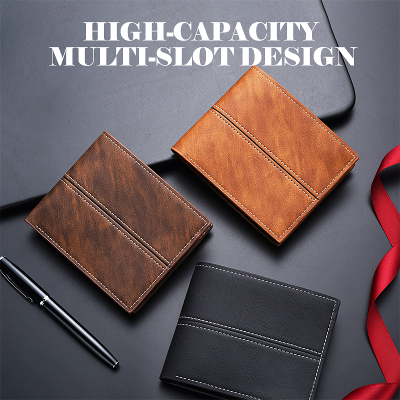 Men's Short Business Soft Faux Leather Ultra-Thin Wallet