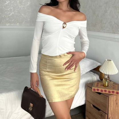 Women’s Elegant Off-Shoulder Long Sleeve Top