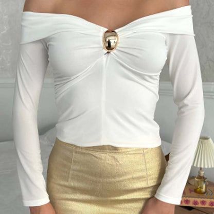 Women’s Elegant Off-Shoulder Long Sleeve Top