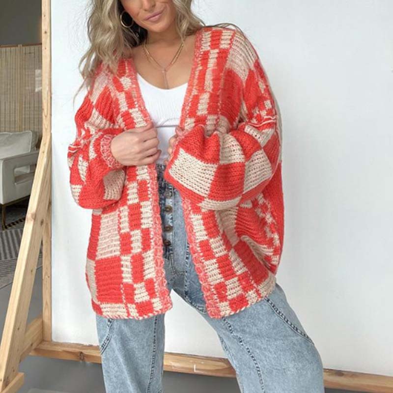❄️LAST DAY PROMOTION - 50%OFF 💖 Women's Checkered Open Front Cardigan