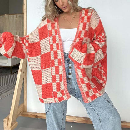 ❄️LAST DAY PROMOTION - 50%OFF 💖 Women's Checkered Open Front Cardigan