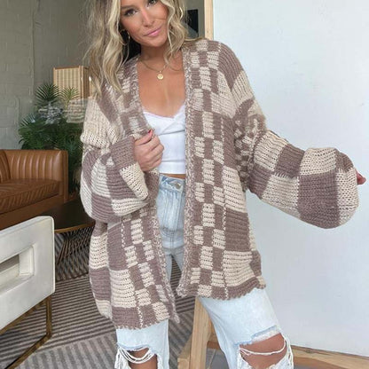 ❄️LAST DAY PROMOTION - 50%OFF 💖 Women's Checkered Open Front Cardigan