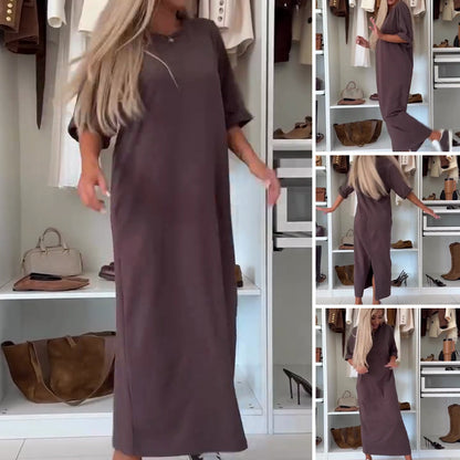 ✨ Women's Classic Oversized Maxi T-Shirt Dress - Effortless Lazy-Chic Outfit