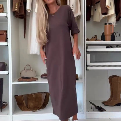 ✨ Women's Classic Oversized Maxi T-Shirt Dress - Effortless Lazy-Chic Outfit