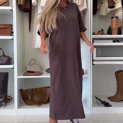 ✨ Women's Classic Oversized Maxi T-Shirt Dress - Effortless Lazy-Chic Outfit