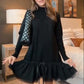 🔥 LAST DAY PROMOTION - 50%OFF 🔥Women's Turtleneck Ribbed Knit Sweater Tulle Mini Dress