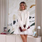 🔥 LAST DAY PROMOTION - 50%OFF 🔥Women's Turtleneck Ribbed Knit Sweater Tulle Mini Dress