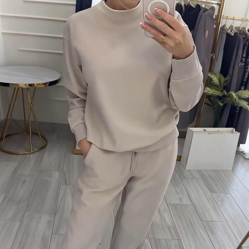 Women's Fashion Round Neck Tops ＆ Pants 2-Piece Set