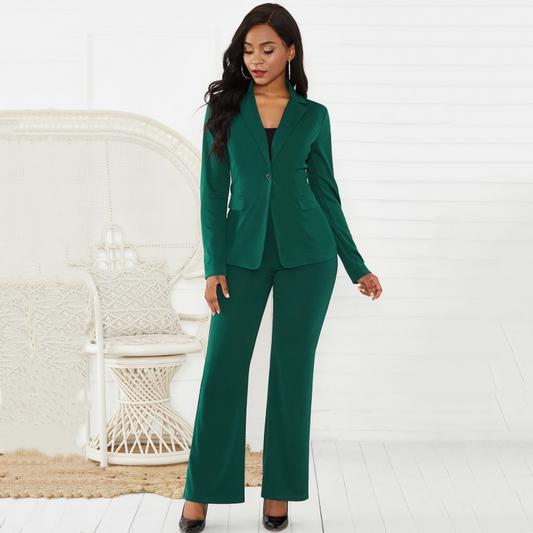 🔥 LAST DAY PROMOTION - 50%OFF 🔥Women's Business Solid Blazer ＆ Pants 2-Piece Set