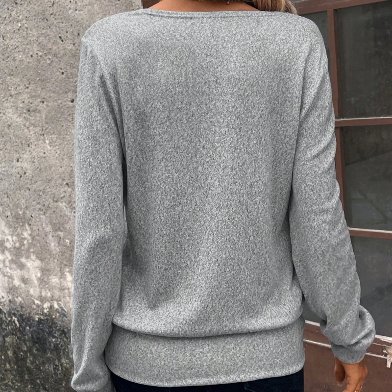 Women's Stylish Solid Color Long Sleeve Top