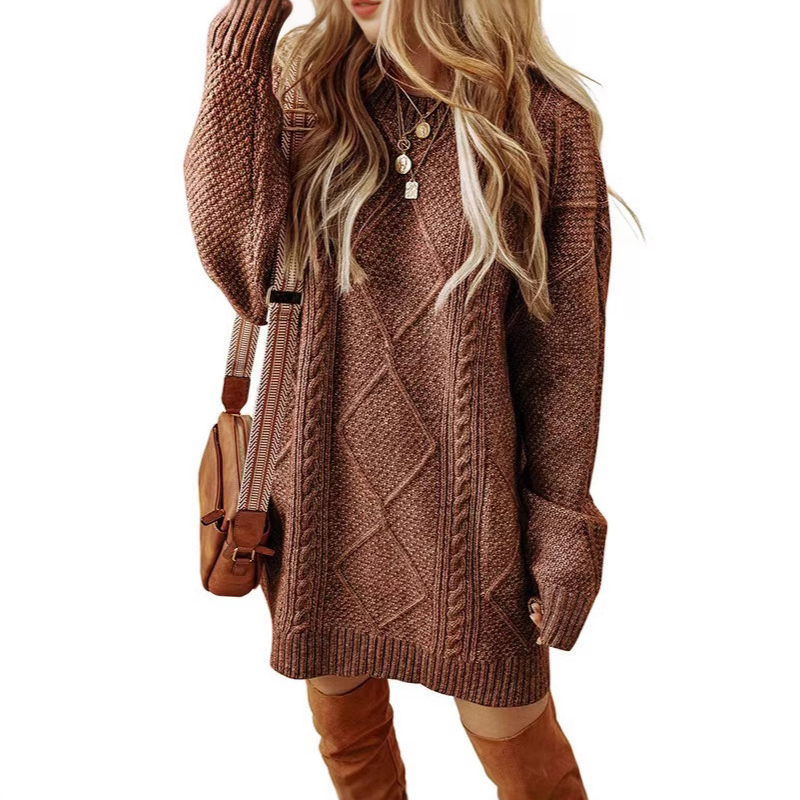 ⏳Time-Limited Special⏰ Trendy Cable-Knit Loose-Fit Sweater Dress
