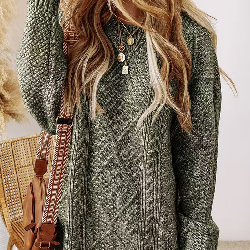 ⏳Time-Limited Special⏰ Trendy Cable-Knit Loose-Fit Sweater Dress