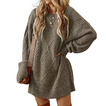 ⏳Time-Limited Special⏰ Trendy Cable-Knit Loose-Fit Sweater Dress