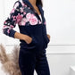 Women's Floral Printed Hooded 2 Pieces Sweatsuits Set