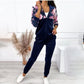 Women's Floral Printed Hooded 2 Pieces Sweatsuits Set