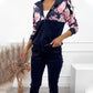 Women's Floral Printed Hooded 2 Pieces Sweatsuits Set