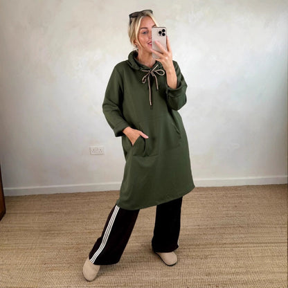 Women's Oversized Long Hoodie Dress with Pockets