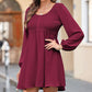 Women's Solid Color Lantern Sleeves Midi Dress