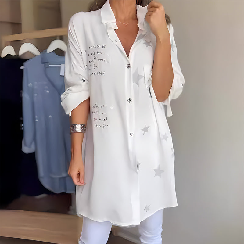 Long-Sleeve Denim Shirt with Turn-Up Cuffs