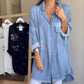 Long-Sleeve Denim Shirt with Turn-Up Cuffs