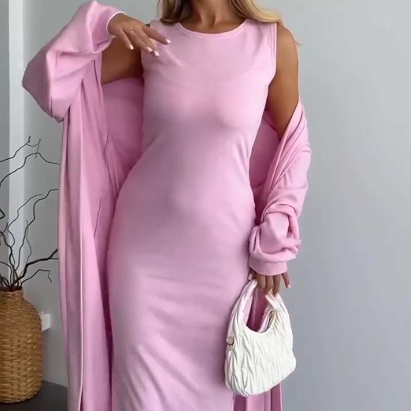 Women’s Sleeveless Midi Dress & Matching Longline Set