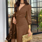 Women's V-Neck Ruched Long Dress