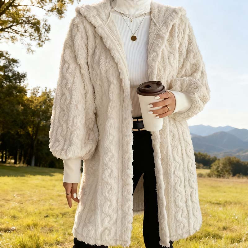 ✨ Women's Plush Soft Midi-Length Jacket with Pockets