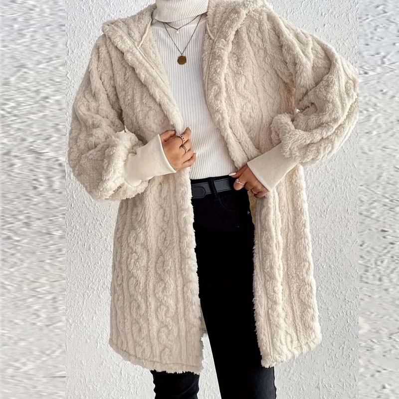✨ Women's Plush Soft Midi-Length Jacket with Pockets