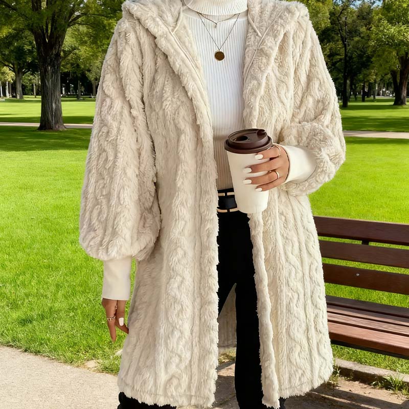 ✨ Women's Plush Soft Midi-Length Jacket with Pockets