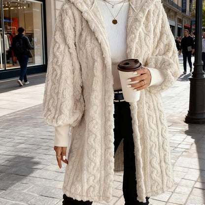 ✨ Women's Plush Soft Midi-Length Jacket with Pockets