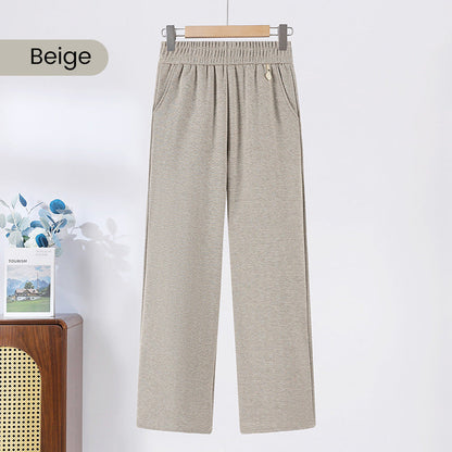 ⏳Limited-time 50% off⏰Solid Color Elastic Waistband Straight Leg Pants👖