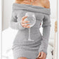 Women's Knitted Off-Shoulder Bodycon Sweater Mini Dress