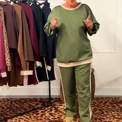 Women's Loose Long-Sleeve Tops ＆ Pants 2-Piece Set