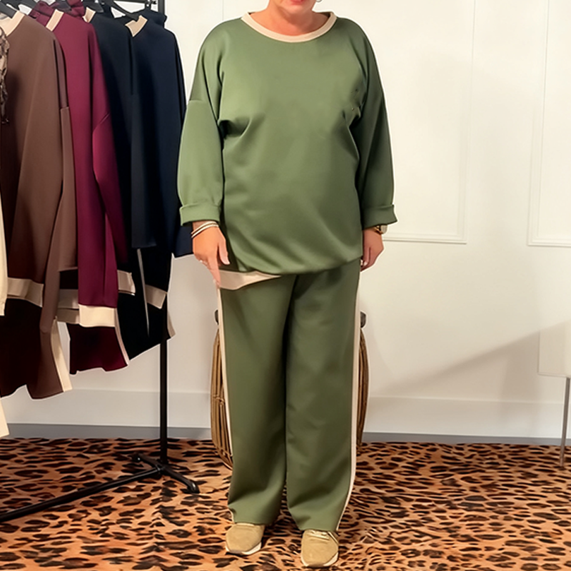 Women's Loose Long-Sleeve Tops ＆ Pants 2-Piece Set