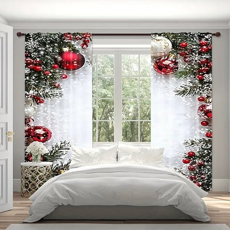 🔥 LAST DAY PROMOTION - 50%OFF 🔥 Christmas Window Curtains 2-Piece Set for Home Decor