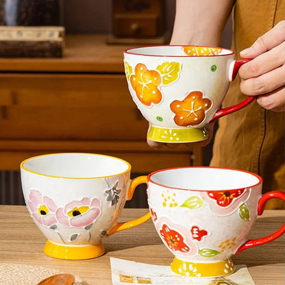 Hand-painted Embossed Underglaze Ceramic Mug