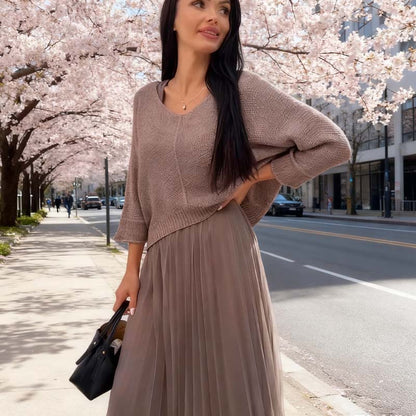 Elegant Knit Sweater & Tulle Skirt Set
