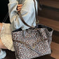 Leopard Print Suede Shoulder Tote Bag