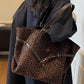 Leopard Print Suede Shoulder Tote Bag