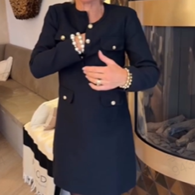 Women's Crew Neck Long Sleeve Sheath Dress