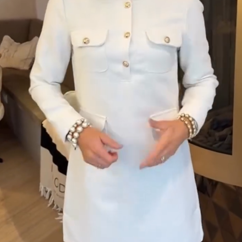 Women's Crew Neck Long Sleeve Sheath Dress