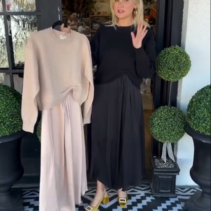 ✨ Women’s Best-Selling 2-Piece Set – Twist-Knot Top & Flowing Maxi Dress 🌸