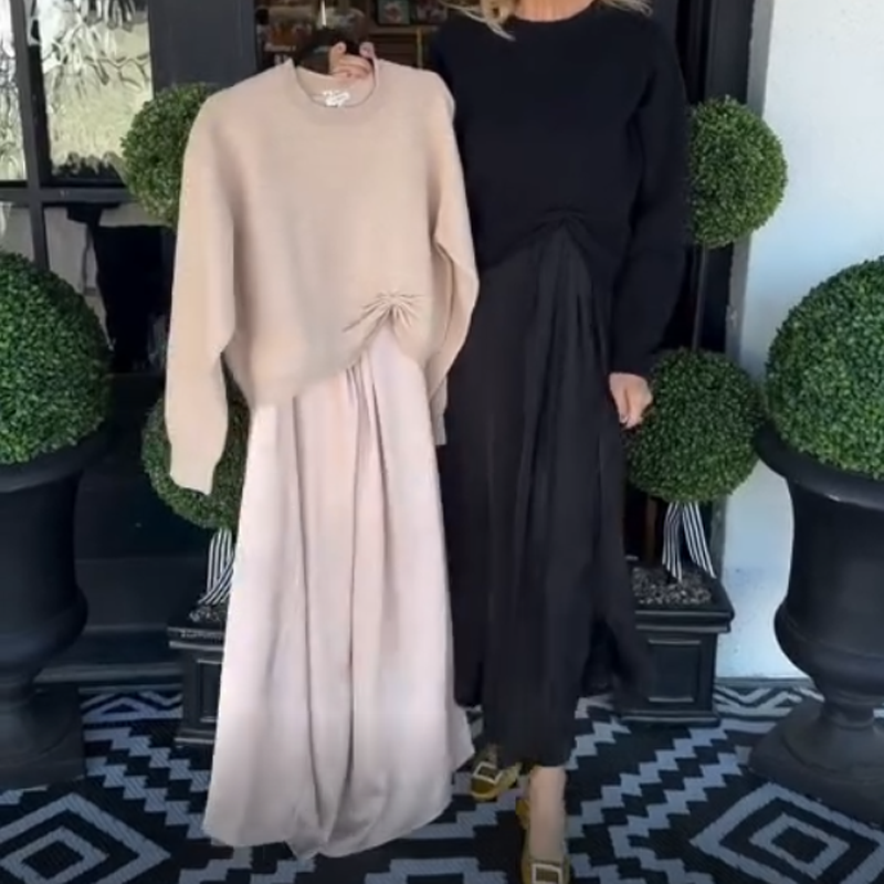 ✨ Women’s Best-Selling 2-Piece Set – Twist-Knot Top & Flowing Maxi Dress 🌸