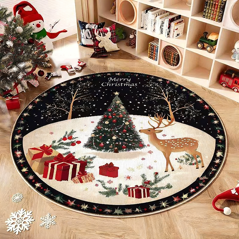 Non-Slip Round Christmas Tree Rug